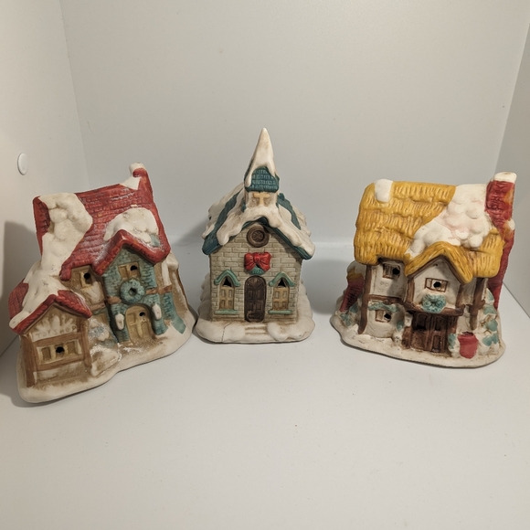 Vintage Porcelain Christmas Village Houses - Picture 1 of 4
